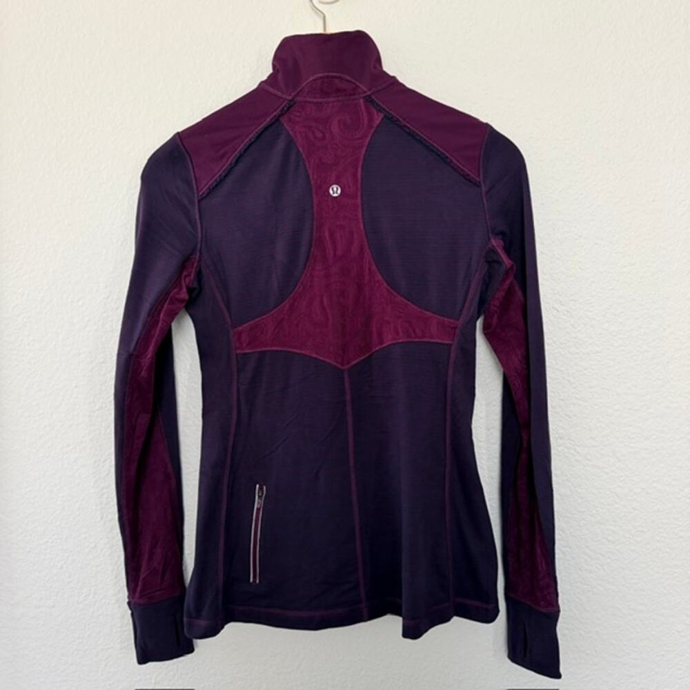 Lululemon Star Runner Pullover Hyper Stripe Plum/Plum Women 10 Half Zip Stretch - Picture 5 of 16